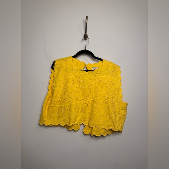 FARM RIO monstera eyelet crop top in yellow - Picture 4 of 6